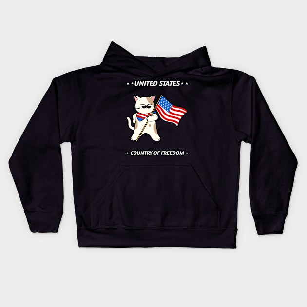 United States country of freedom Kids Hoodie by Purrfect Shop